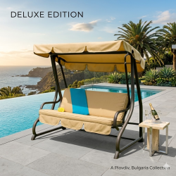 Градинска Люлка DELUXE за Трима до 220кг със Сенник