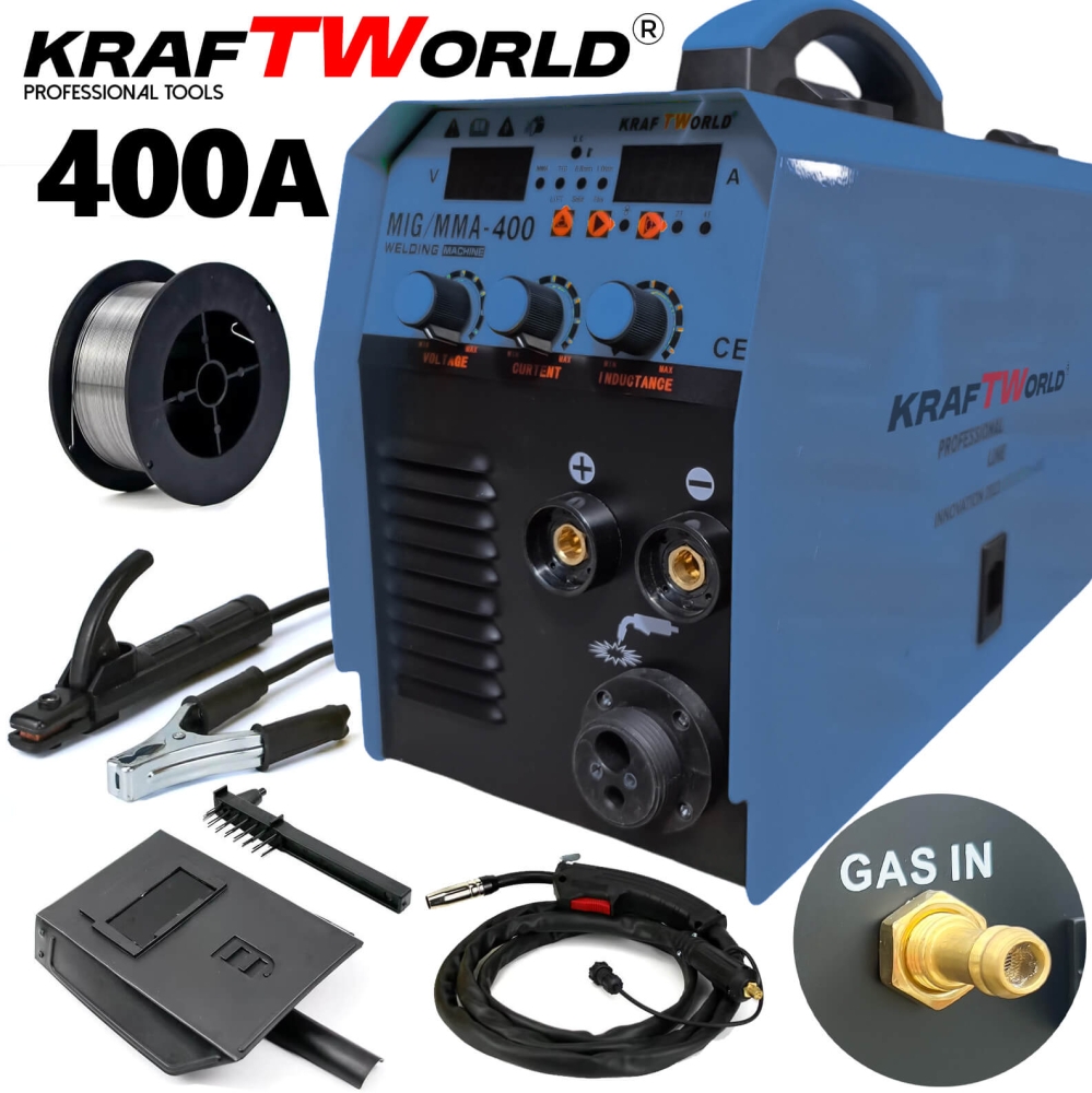 Инверторен Електрожен KRAFT WORLD 350А с Телоподаващо 2в1