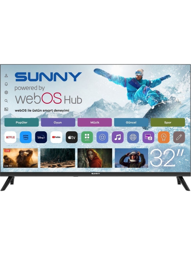 Телевизор Sunny SN32HMLN-W02S, 32″, Smart, WebOS, DVB-T2/C/S2