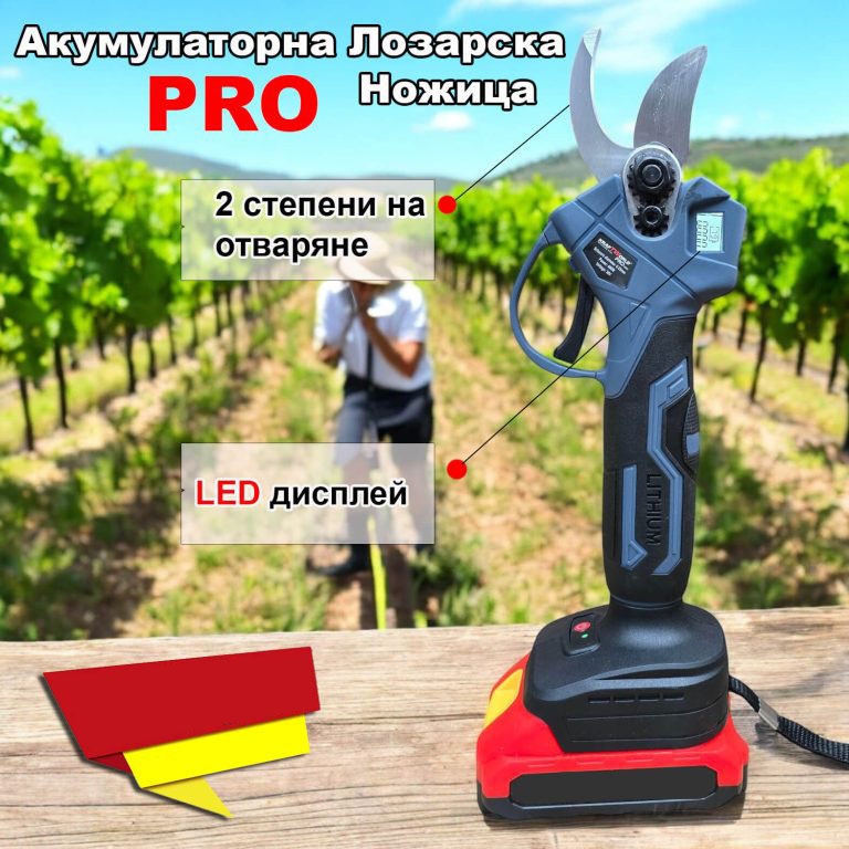Акумулаторна Лозарска Ножица с Дисплей и 2 Батерии
