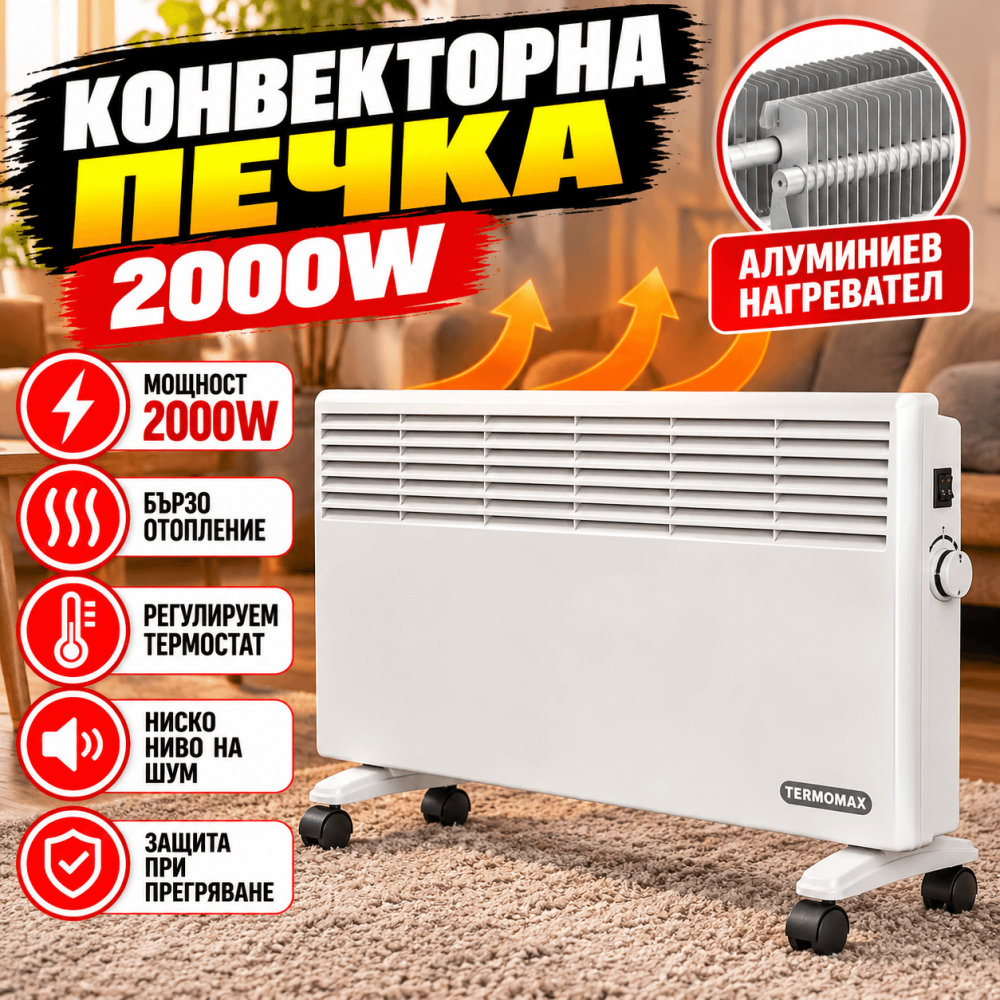 Панелна Конвекторна Печка Termomax TR5020AL 2000W с Алуминиев Нагревател