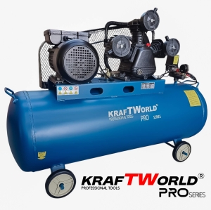 Трибутален Въздушен Компресор 200L, 4HP, 10 bar KRAFT WORLD PRO