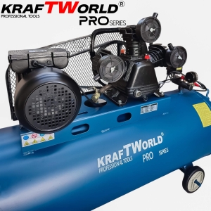 Трибутален Въздушен Компресор 200L, 4HP, 10 bar KRAFT WORLD PRO