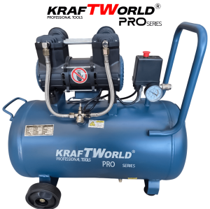 Тих Безмаслен Компресор за Въздух 50L, 1100W, 0.8MPa KRAFT WORLD PRO