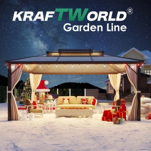 Луксозна Шатра KraftWorld Tenerife – 3×4 м с Твърд Покрив,Мрежа и Завеси
