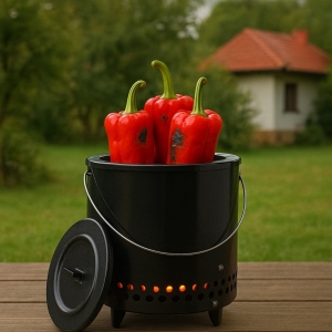 Троен Чушкопек с Капак 1600W Черен