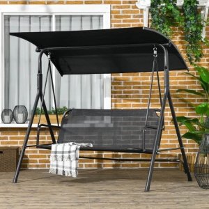 Триместна Градинска Люлка с Възглавница 260кг BLACK