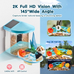Смарт Хранилка за Птици с AI Камера 2K HD, Соларно Захранване и Wi-Fi
